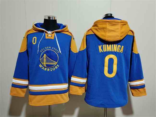 Men's Golden State Warriors #0 J. Kuminga Blue/Yellow Lace-Up Pullover Hoodie