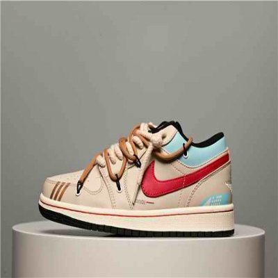 Men's Running Weapon Air Jordan 1 Low Cream/Red Shoes 0552