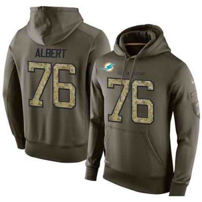 NFL Men's Nike Miami Dolphins #76 Branden Albert Stitched Green Olive Salute To Service KO Performance Hoodie