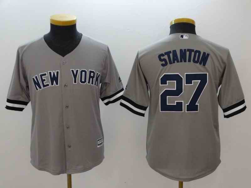 Youth New York Yankees #27 Giancarlo Stanton Gray Cool Base Stitched MLB Jersey