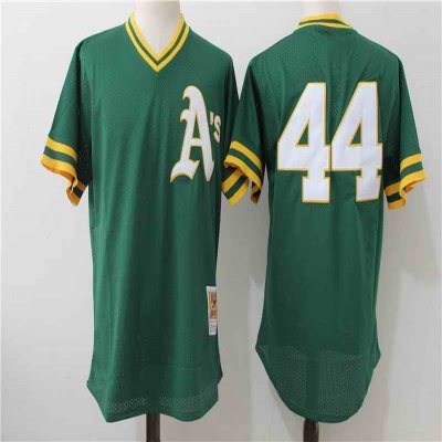 Men's Oakland Athletics #44 Reggie Jackson Mitchell & Ness Green Cooperstown Mesh Batting Practice Stitched MLB Jersey