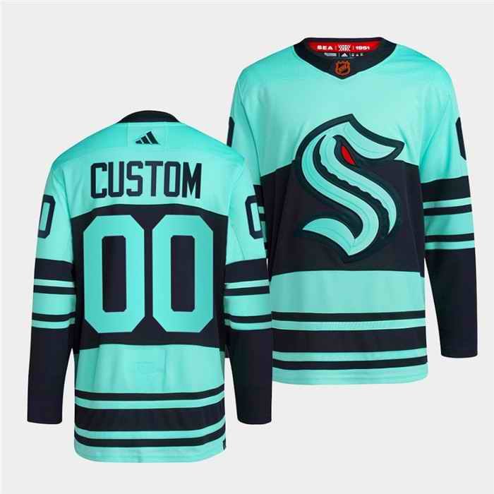 Men's Seattle Kraken Custom Ice Blue 2022-23 Reverse Retro Stitched Jersey