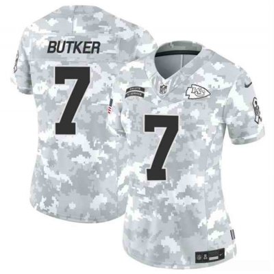 Women's Kansas City Chiefs #7 Harrison Butker 2024 F.U.S.E Arctic Camo Salute to Service Limited Stitched Football Jersey(Run Small)