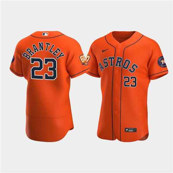 Men's Houston Astros #23 Michael Brantley Orange 60th Anniversary Flex Base Stitched Baseball Jersey