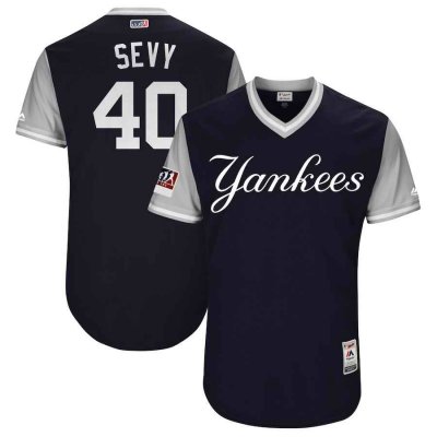 Men's New York Yankees #40 Luis Severino Sevy Majestic Navy/Gray 2018 Players' Weekend Stitched MLB Jersey