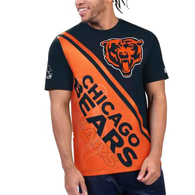 Men's Chicago Bears Navy/Orange Finish Line Extreme Graphic T-Shirt