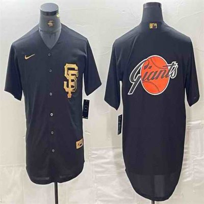 Men's San Francisco Giants Black Team Big Logo Cool Base Stitched Baseball Jersey