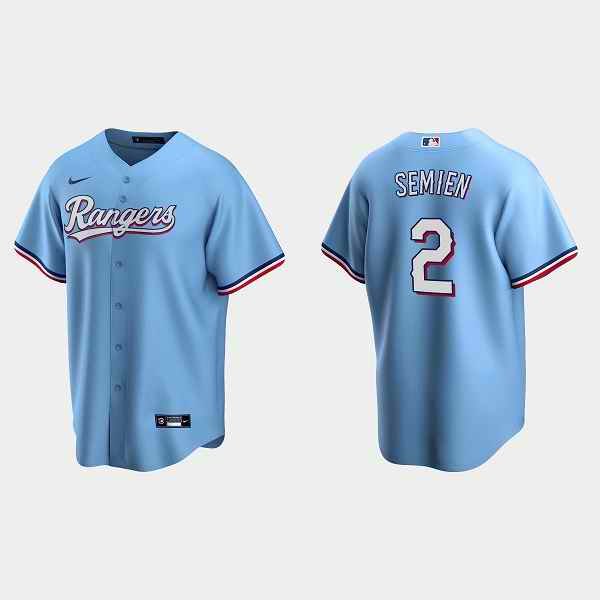 Men's Texas Rangers #2 Marcus Semien Light Blue Cool Base Stitched Baseball Jersey