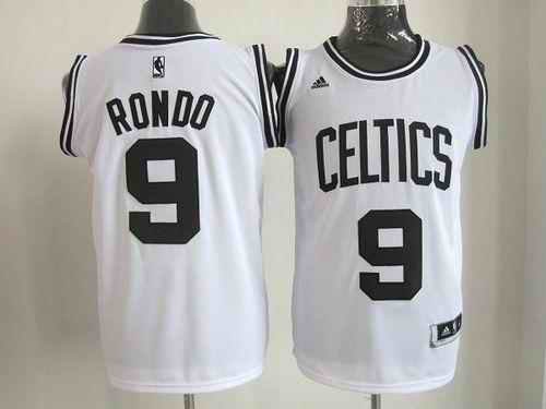 Celtics #9 Rajon Rondo White(Black No.) Stitched NBA Jersey