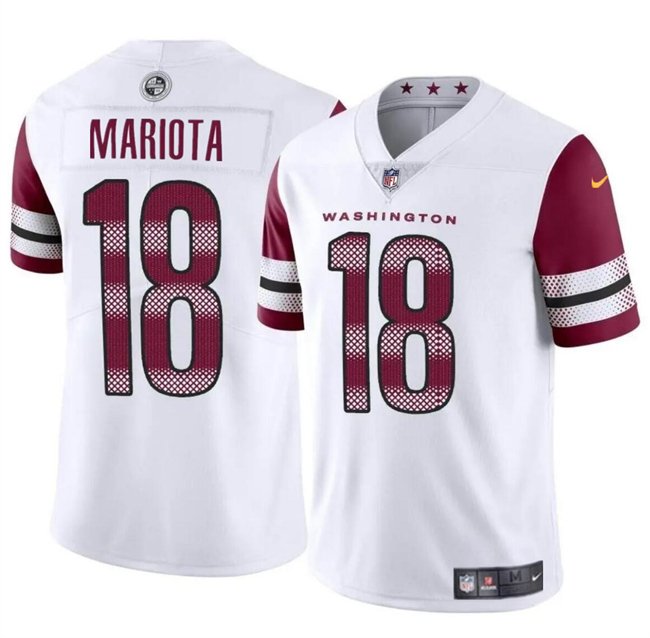 Youth Washington Commanders #18 Marcus Mariota White 2024  Vapor Limited Stitched Football Jersey