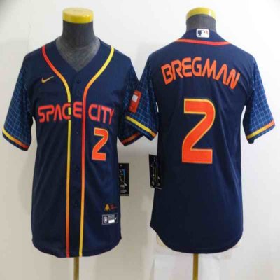 Youth Houston Astros #2 Alex Bregman 2022 Navy City Connect Stitched Jersey