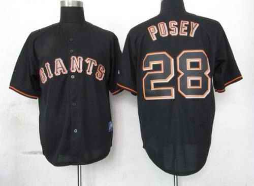 Giants #28 Buster Posey Black Fashion Stitched MLB Jersey