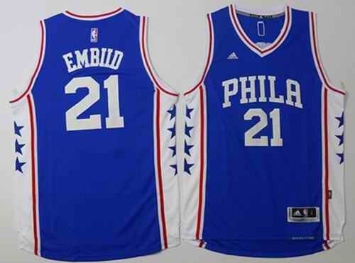 Revolution 30 76ers #21 Joel Embiid Blue Stitched NBA Jersey