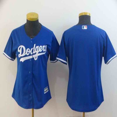 Women's Los Angeles Dodgers Blue Blank Cool Base Stitched MLB Jersey(Run Small)