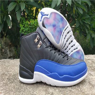 Men's Running weapon Air Jordan 12 Black Blue Shoes 035