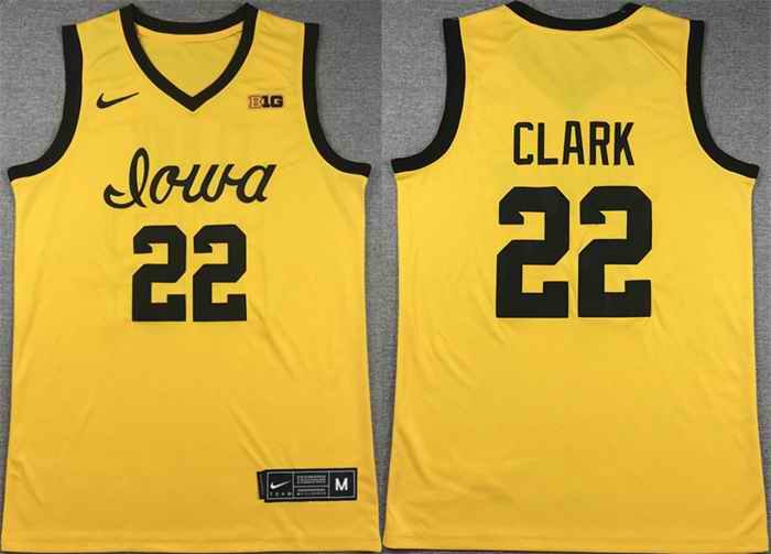 Men's Iowa Hawkeyes #22 Caitlin Clark Yellow Stitched Jersey