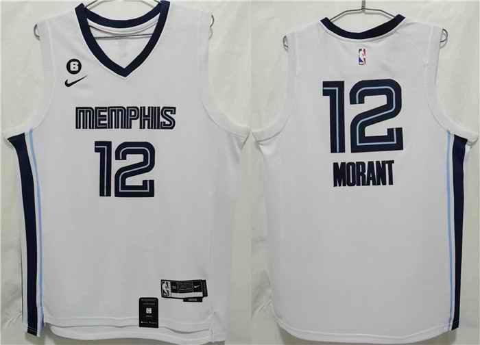 Men's Memphis Grizzlies #12 Ja Morant White With NO.6 Patch Stitched Jersey