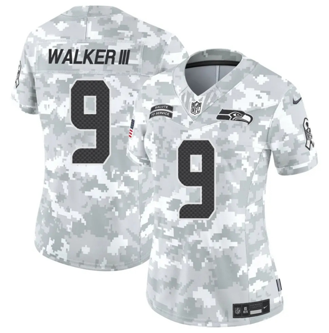 Women's Seattle Seahawks #9 Kenneth Walker III 2024 F.U.S.E Arctic Camo Salute to Service Limited Stitched Football Jersey(Run Small)