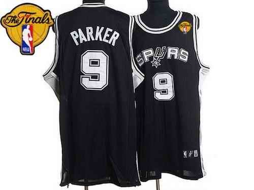 Spurs #9 Tony Parker Stitched Black Finals Patch NBA Jersey