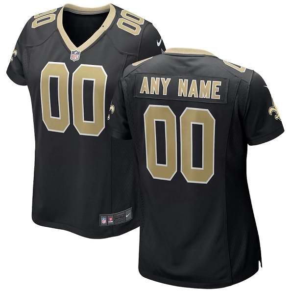 Women's New Orleans Saints Customized Black Stitched Game Jersey(Run Small'