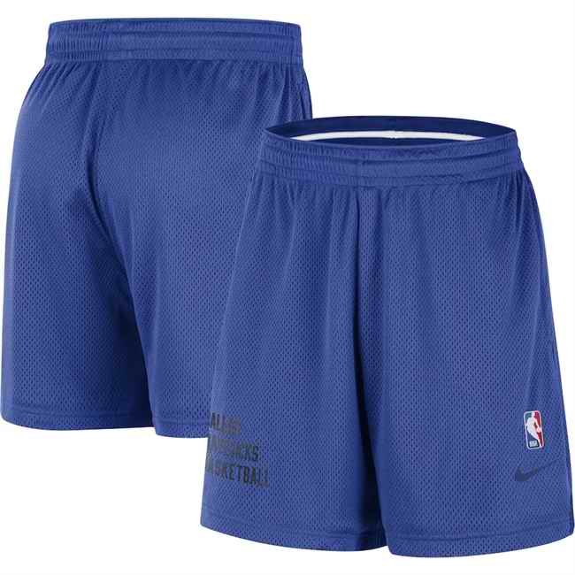 Men's Dallas Mavericks Blue Warm Up Performance Practice Shorts(Run Small)