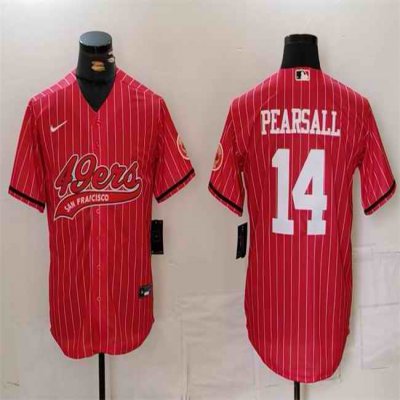 Men's San Francisco 49ers #14 Ricky Pearsall Red With Patch Cool Base Stitched Baseball Jersey