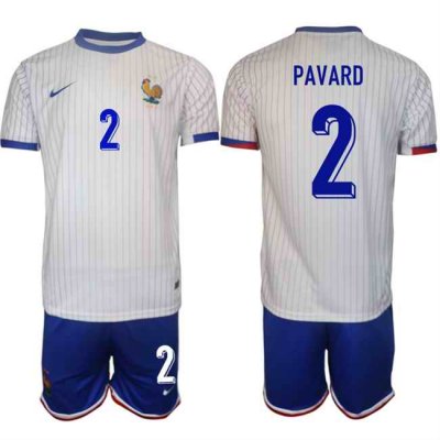 Men's France #2 Benjamin Pavard White 2024-25 Away  Soccer Jersey Suit