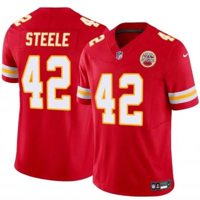 Youth Kansas City Chiefs #42 Carson Steele Red 2023 F.U.S.E Vapor Untouchable Limited Stitched Football Jersey