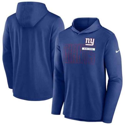 Men's New York Giants Royal Lightweight Performance Hooded Long Sleeve T-Shirt