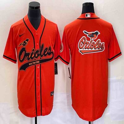 Men's Baltimore Orioles Orange Team Big Logo Cool Base Stitched Jersey