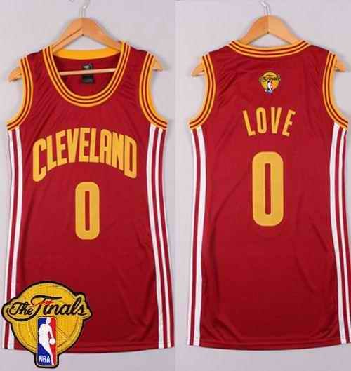 Cavaliers #0 Kevin Love Red The Finals Patch Women's Dress Stitched NBA Jersey