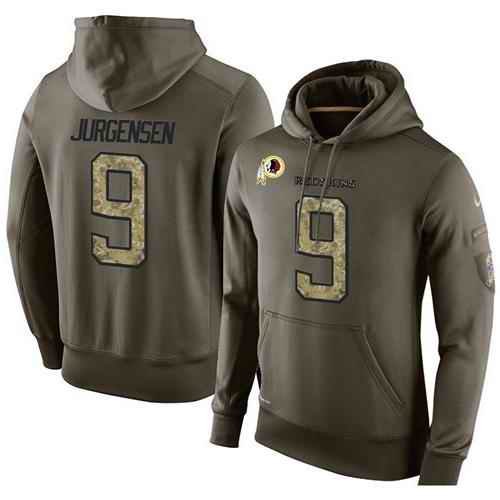 NFL Men's Nike Washington Redskins #9 Sonny Jurgensen Stitched Green Olive Salute To Service KO Performance Hoodie