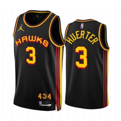 Men's Atlanta Hawks #3 Kevin Huerter 2022/23 Black Statement Edition Stitched Jersey