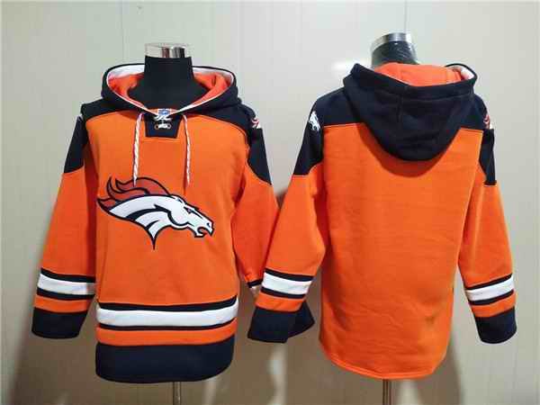 Men's Denver Broncos Blank Orange Ageless Must-Have Lace-Up Pullover Hoodie