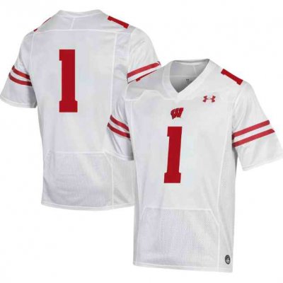 Men's Wisconsin Badgers #1 White Stitched Football Jersey