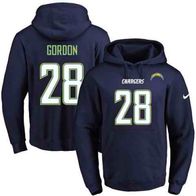 Nike Chargers #28 Melvin Gordon Navy Blue Name & Number Pullover NFL Hoodie