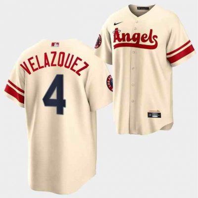 Men's Los Angeles Angels #4 Andrew Velazquez 2022 Cream City Connect Cool Base Stitched Jersey