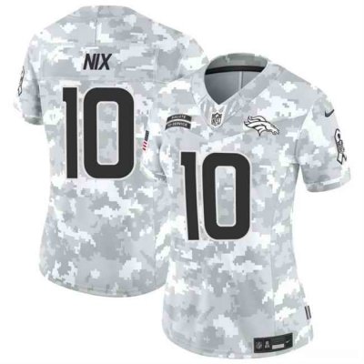 Women's Denver Broncos #10 Bo Nix 2024 F.U.S.E Arctic Camo Salute to Service Limited Stitched Jersey(Run Small)