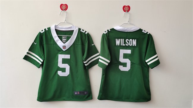 Women's New York Jets #5 Garrett Wilson Green Vapor Stitched Jersey(Run Small)