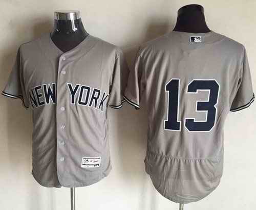 Yankees #13 Alex Rodriguez Grey Flexbase Authentic Collection Stitched MLB Jersey