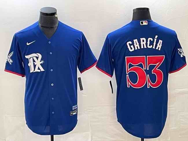 Men's Texas Rangers #53 Adolis Garc'a Royal City Connect Stitched Baseball  Jersey