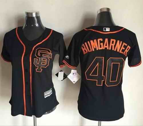 Giants #40 Madison Bumgarner Black Women's Alternate Stitched MLB Jersey