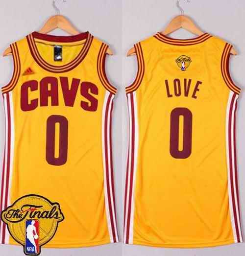 Cavaliers #0 Kevin Love Gold The Finals Patch Women's Dress Stitched NBA Jersey