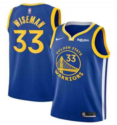 Men's Golden State Warriors #33 James Wiseman Blue Icon Edition Stitched Jersey