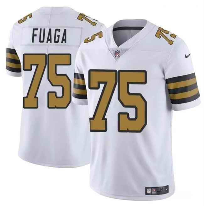 Men's New Orleans Saints #75 Taliese Fuaga White 2024 Draft Color Rush Limited Stitched Football Jersey