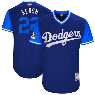 Men's Los Angeles Dodgers #22 Clayton Kershaw Kersh Majestic Royal/Light Blue 2018 Players' Weekend Authentic Stitched MLB Jersey