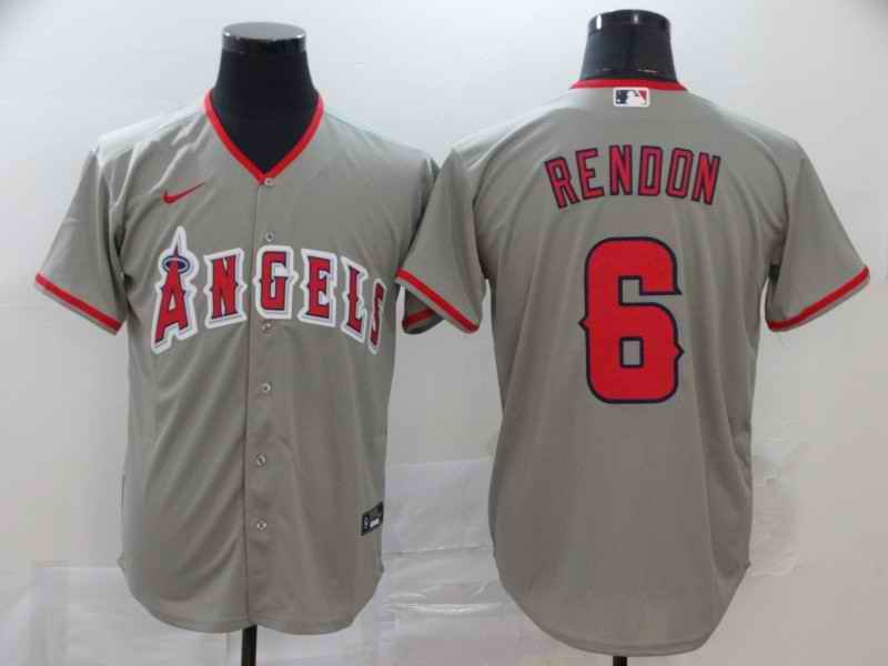 Men's Los Angeles Angels #6 Anthony Rendon 2020 Grey Cool Base Stitched MLB Jersey