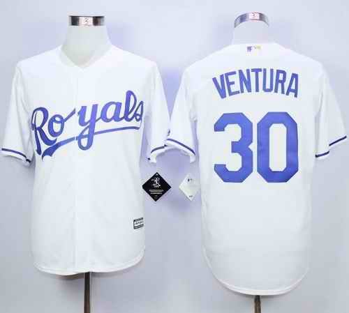 Royals #30 Yordano Ventura White New Cool Base Stitched MLB Jersey