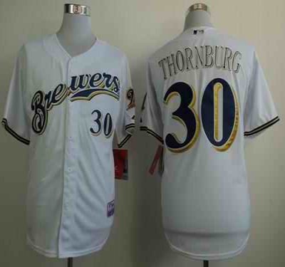 Brewers #30 Tyler Thornburg White  Cool Base Stitche MLB Jersey