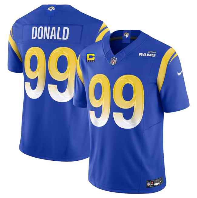 Men's Los Angeles Rams #99 Aaron Donald Blue 2023 F.U.S.E. With  4-Star C Patch Vapor Untouchable Limited Stitched Football Jersey